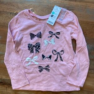 Girls' Pink Bow Long Sleeve Shirt